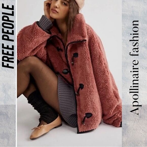 FREE PEOPLE JUNIE JACKET DUSTY ROSE FAUX FUR NEW SMALL - Picture 1 of 12